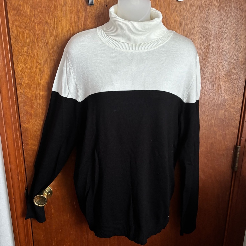 Black and White Calvin Klein Turtleneck Sweater